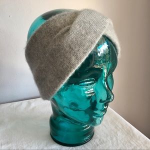 Pure cashmere twist front grey headband ear warmer head band by NAADAM